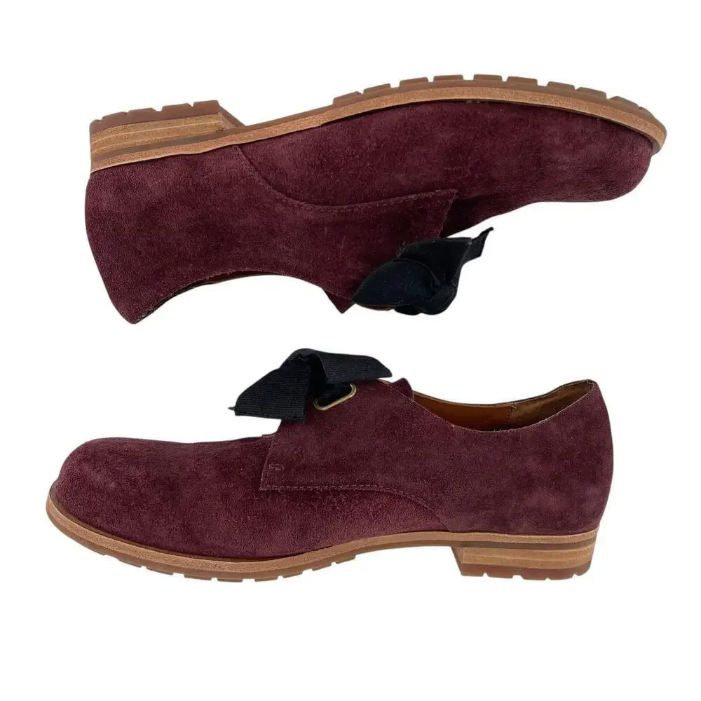 Kork-Ease Beryl Bow Suede Oxford in Burgundy Size 8.5